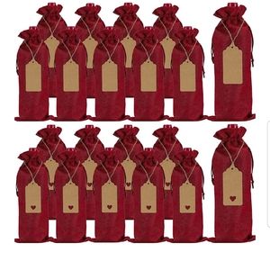 20 PIECES BURLAP WINE GIFT BAGS